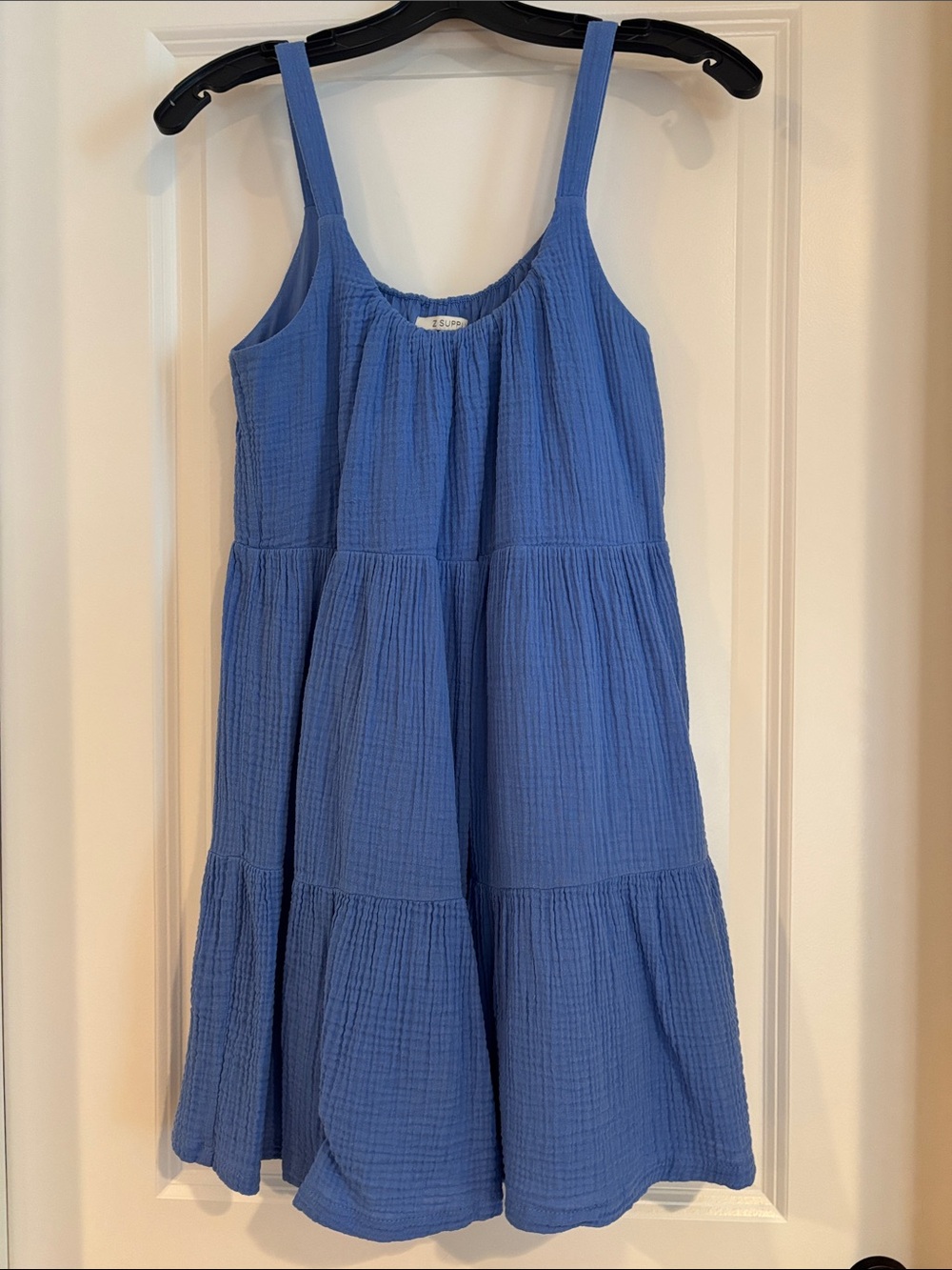 Z Supply Blue Tiered Cotton Mini Dress
